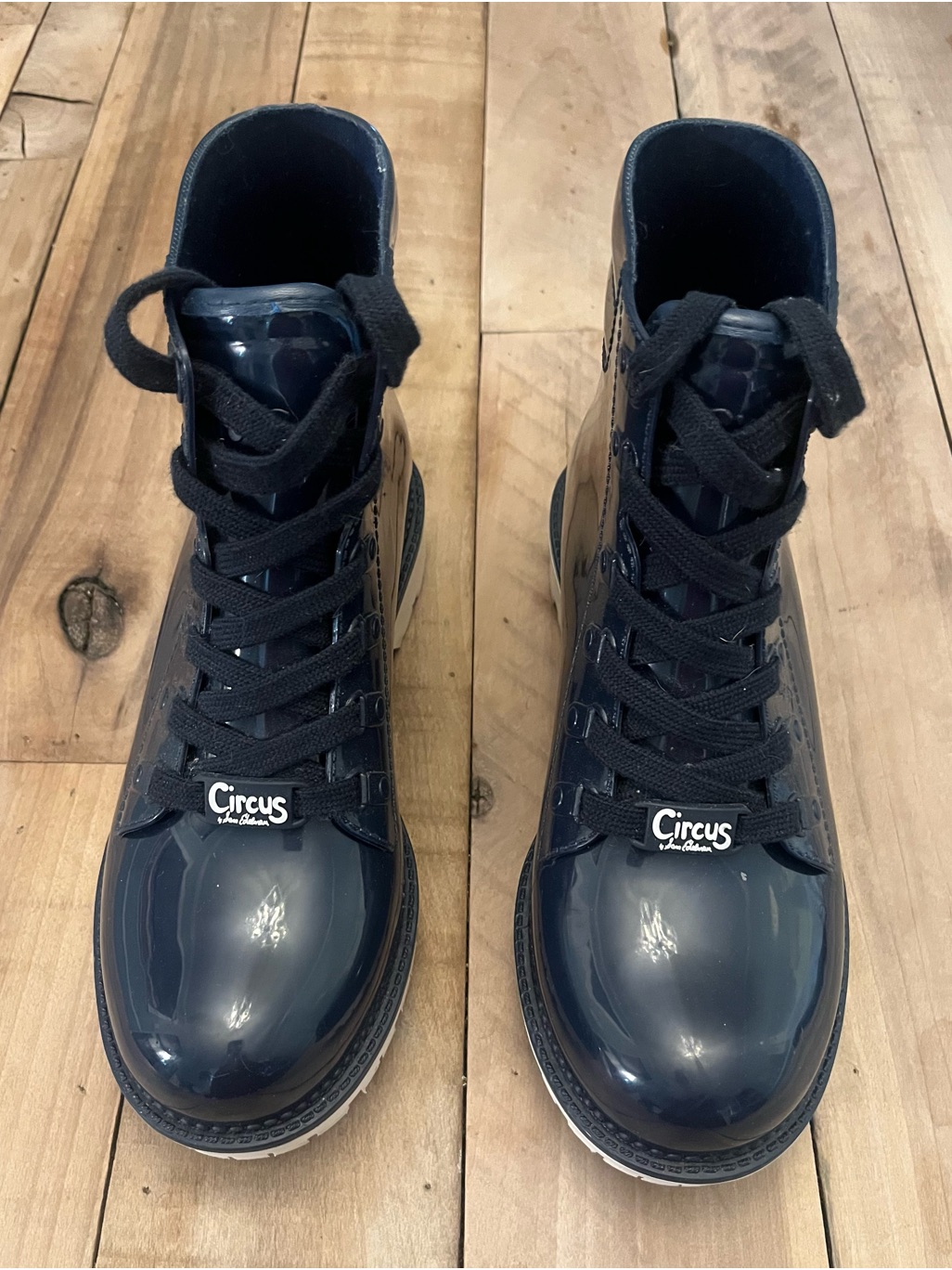 Circus By Sam Edelman Womens Kascade Shiny Rain Fashion Boots Size 7 Navy